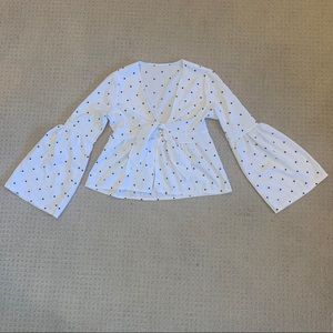 😎5 for $25😎 polkadot bell sleeve tie shirt